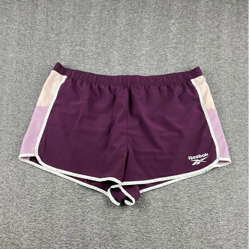 Reebok Women's Athletic Running Shorts‎ Purple Pink Side Panels Size XL Gym